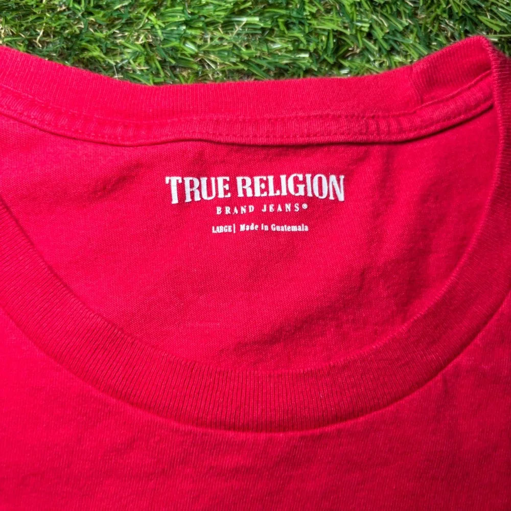 True Religion Mens Matte Foil Buddha Graphic T-Shirt Red Large KM7G29XY00246